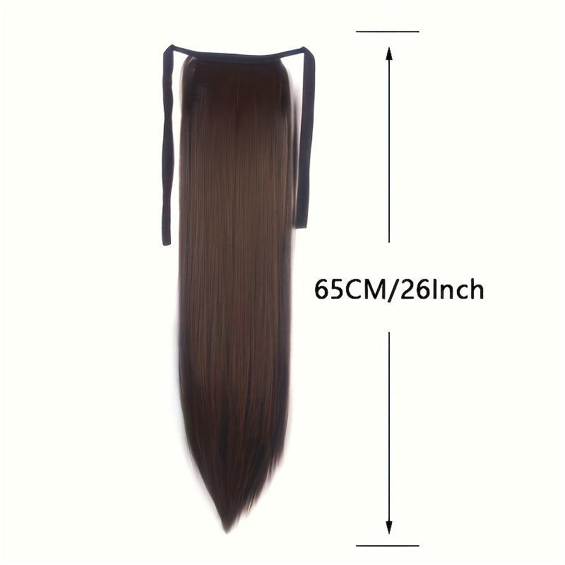 Straight Pony Tail Hair Wig Bundle False Hair Clip Hairpiece for Women