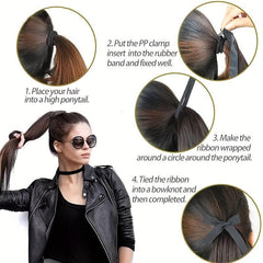 Straight Pony Tail Hair Wig Bundle False Hair Clip Hairpiece for Women