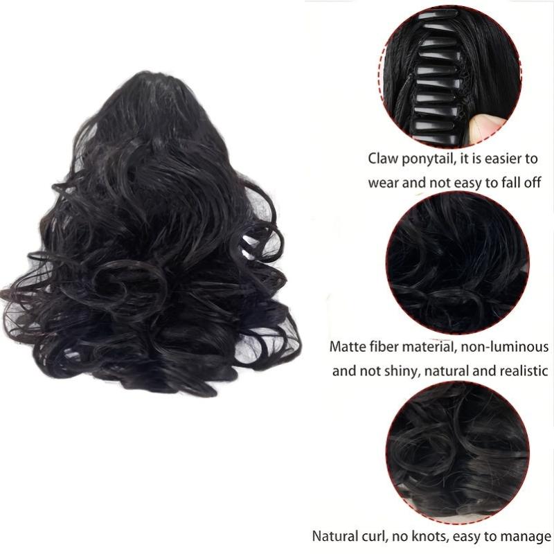 Short Ponytail Extension Loose Curly Wavy Claw Clip Hair Extensions