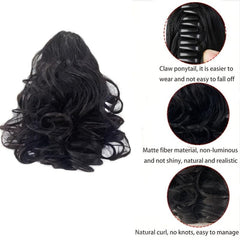 Short Ponytail Extension Loose Curly Wavy Claw Clip Hair Extensions