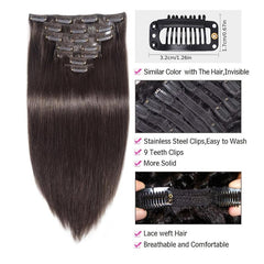 Brazilian Clip In Hair Extensions 8 Pieces Set 10 22 Inches 120g 2 Dark Brown