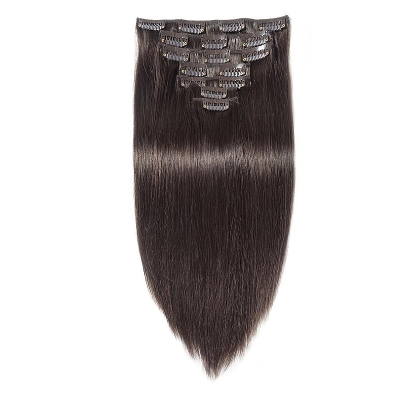 Brazilian Clip In Hair Extensions 8 Pieces Set 10 22 Inches 120g 2 Dark Brown