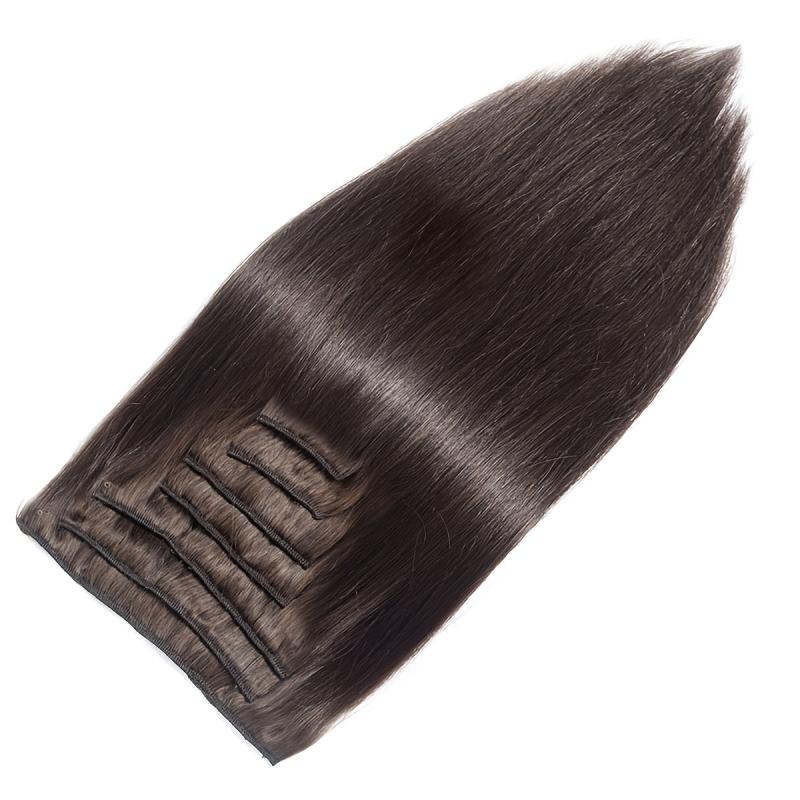 Brazilian Clip In Hair Extensions 8 Pieces Set 10 22 Inches 120g 2 Dark Brown