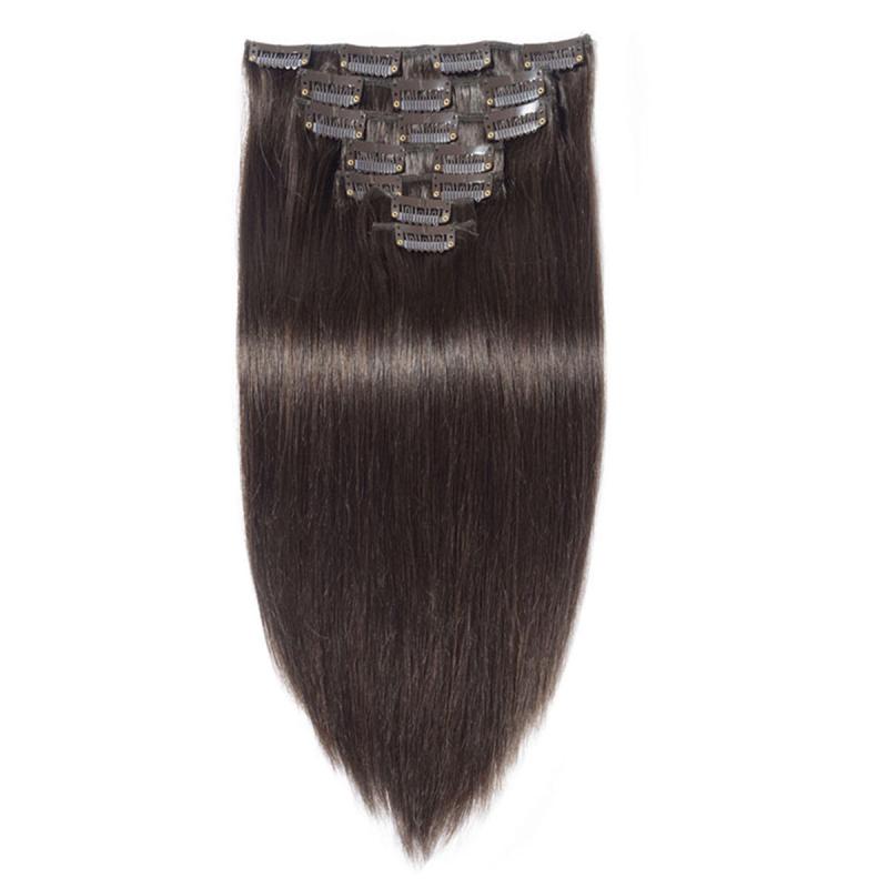 Brazilian Clip In Hair Extensions 8 Pieces Set 10 22 Inches 120g 2 Dark Brown