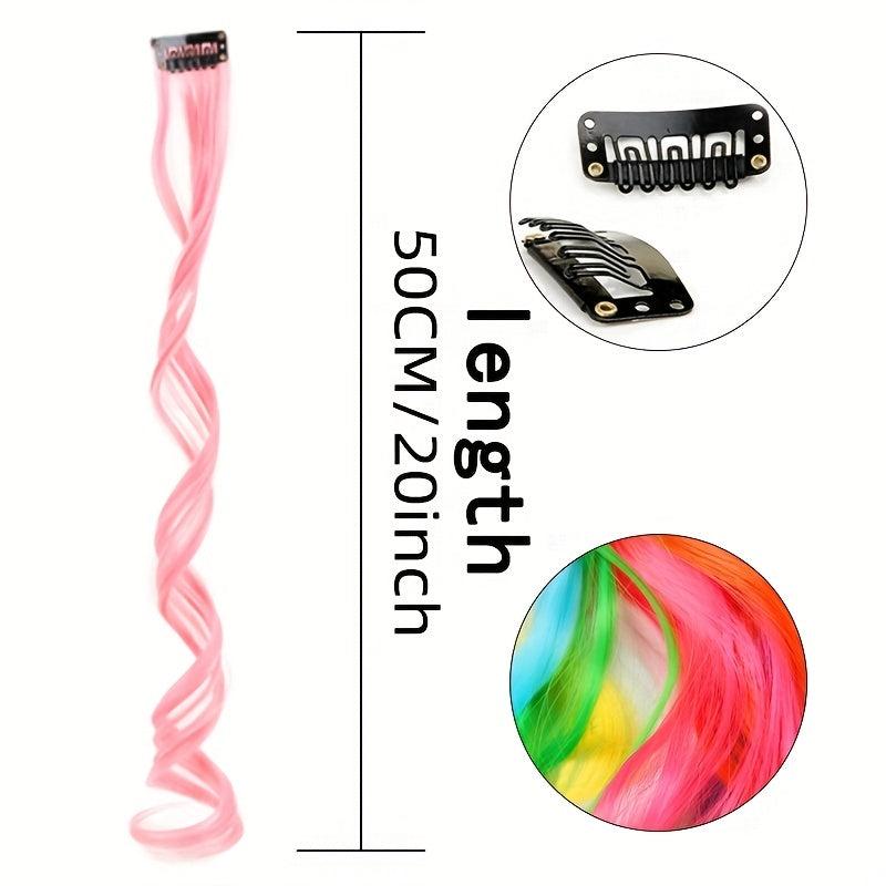 Colorful Curly Wavy Hair Extensions for Party Cosplay Halloween