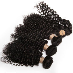 3 Bundles & 1 Closure Kinky Curly Human Hair Short Indian Hair 20-32-30-48 cm