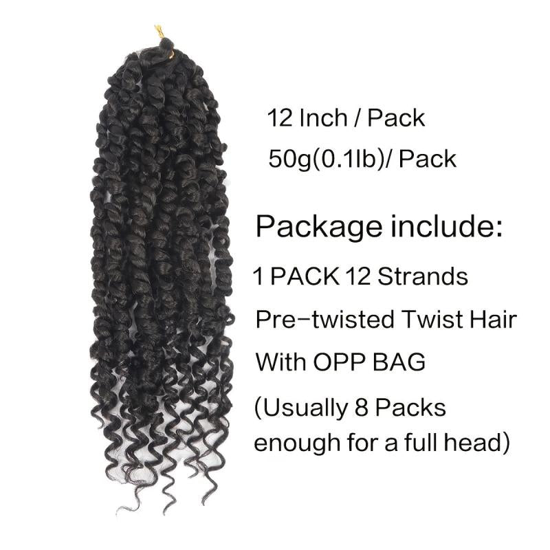 12 Inch Pre-twisted Crochet Passion Twist Hair Extensions