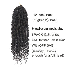 12 Inch Pre-twisted Crochet Passion Twist Hair Extensions