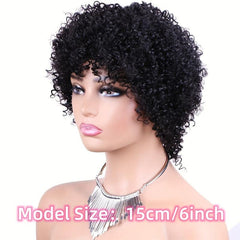 Brazilian Human Hair Afro Curly Short Curly Pixie Cut Wig