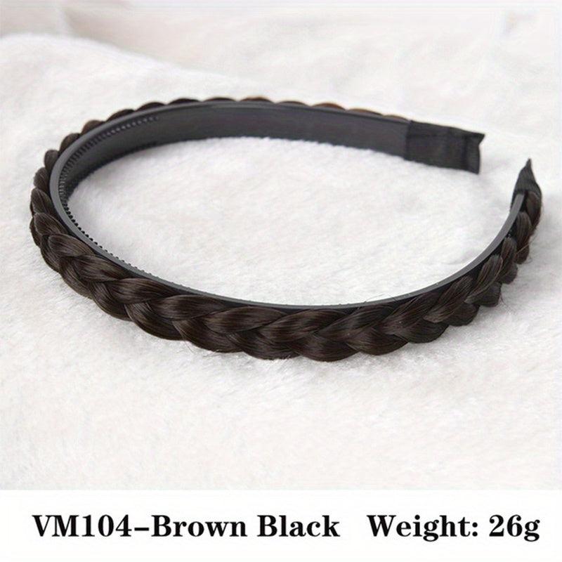 Fishbone Braid Wig with Twist Headband - Hair Accessory for Women