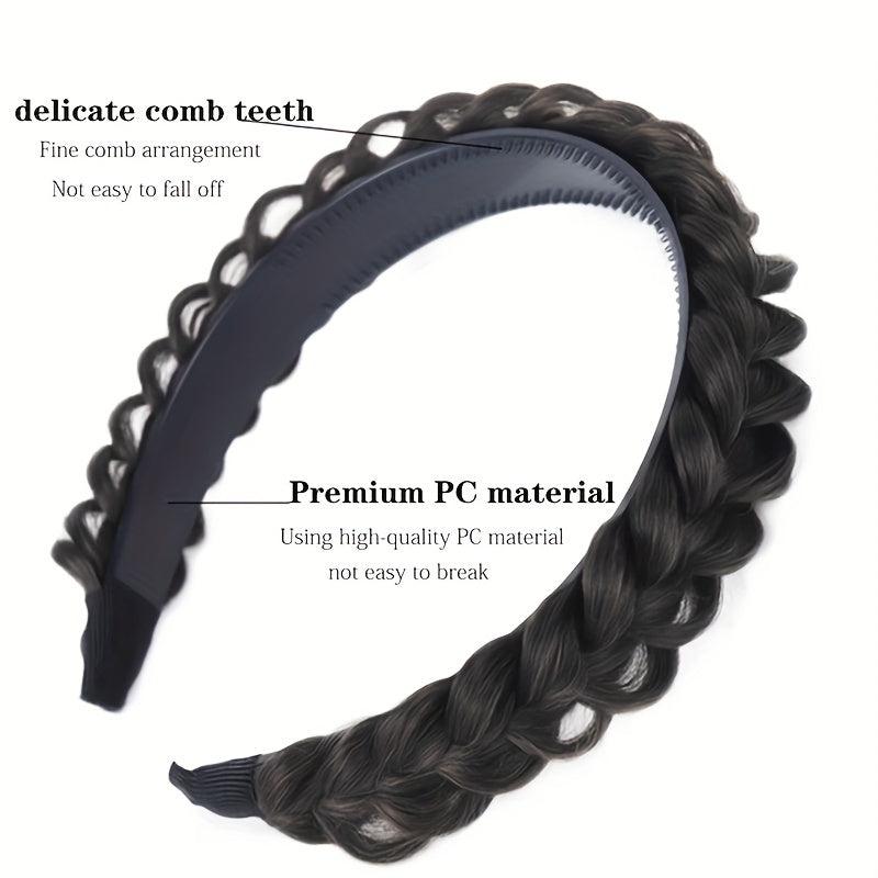 Fishbone Braid Wig with Twist Headband - Hair Accessory for Women