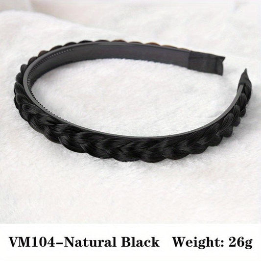 Fishbone Braid Wig with Twist Headband - Hair Accessory for Women