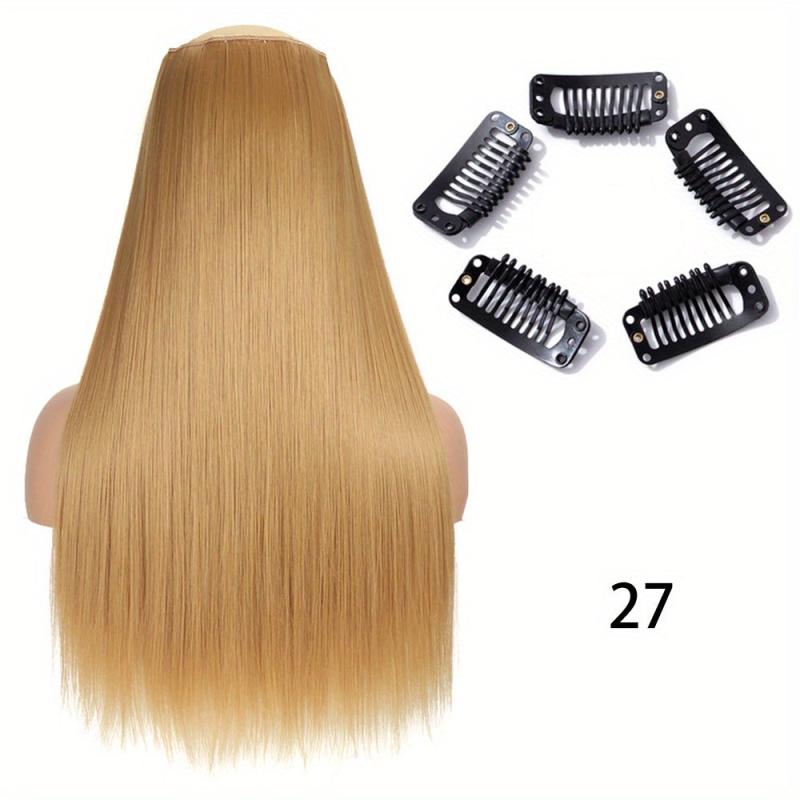 Long Straight Hair Extensions Synthetic 5 Clips In For Women Daily Wear