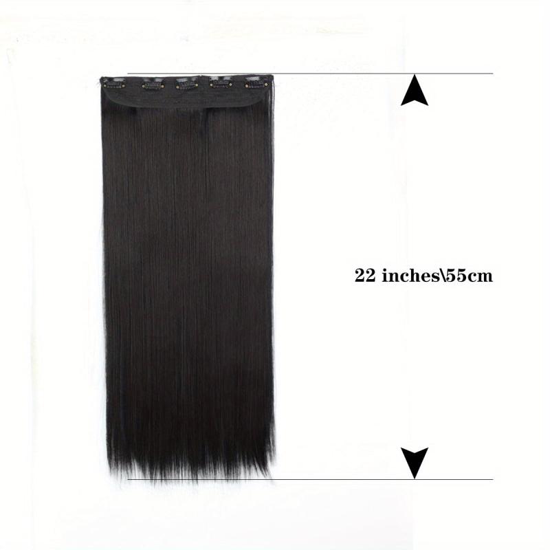 Long Straight Hair Extensions Synthetic 5 Clips In For Women Daily Wear