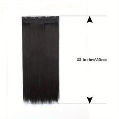Long Straight Hair Extensions Synthetic 5 Clips In For Women Daily Wear