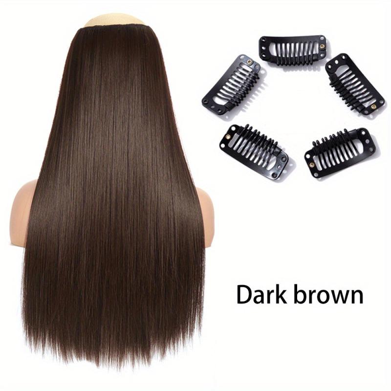 Long Straight Hair Extensions Synthetic 5 Clips In For Women Daily Wear