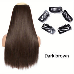 Long Straight Hair Extensions Synthetic 5 Clips In For Women Daily Wear