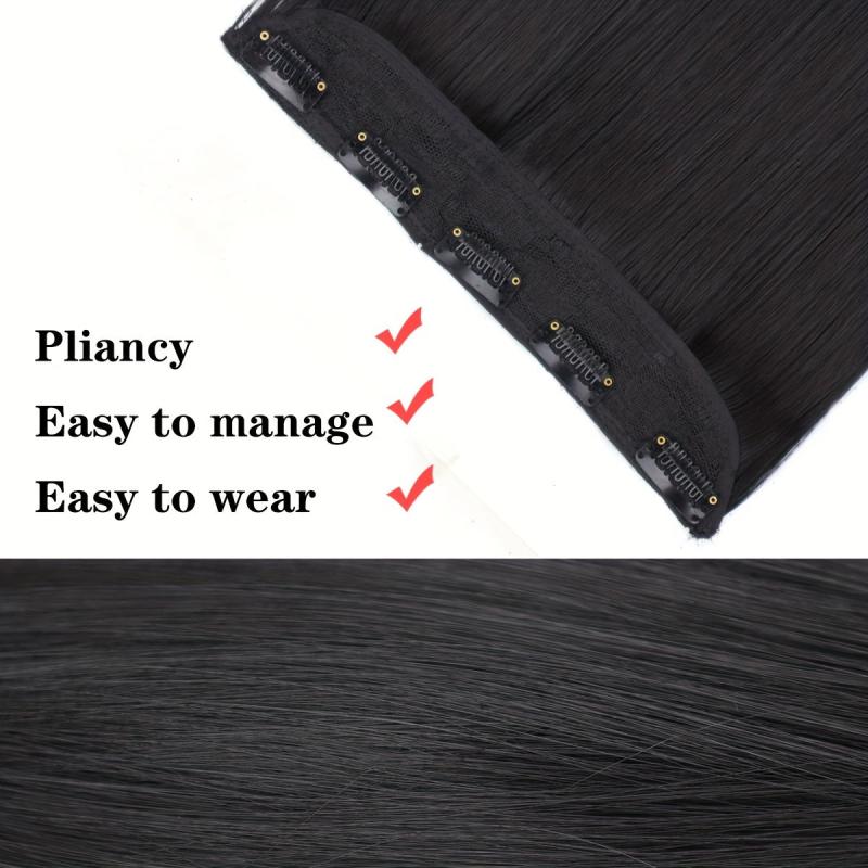 Long Straight Hair Extensions Synthetic 5 Clips In For Women Daily Wear
