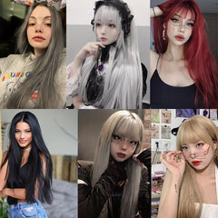Long Straight Hair Extensions Synthetic 5 Clips In For Women Daily Wear