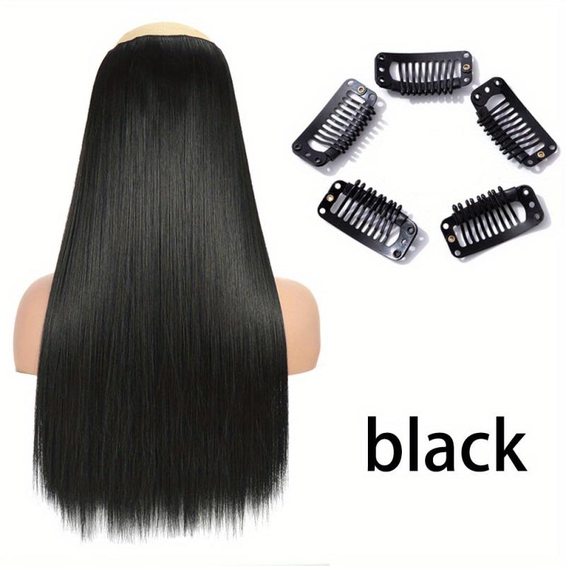 Long Straight Hair Extensions Synthetic 5 Clips In For Women Daily Wear
