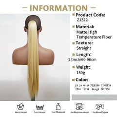 Long Straight Hair Ponytail Braid Wig Synthetic Heat Resistant 613