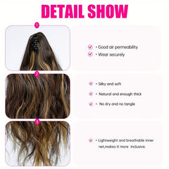 72cm Claw Clip Long Wavy Blonde Ponytail Extension