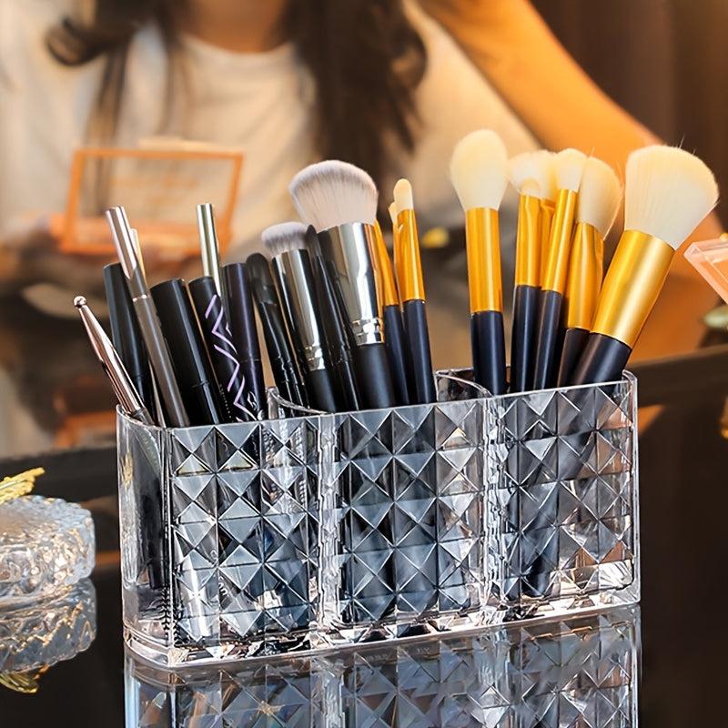 Clear Makeup Brushes Holder Organizer 3 Slot