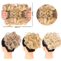 Messy Big Hair Bun Curly Chignon Ponytail Extension