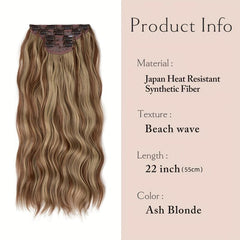 Long Curly Synthetic Hair Extensions 4clips Heat Resistant Fiber