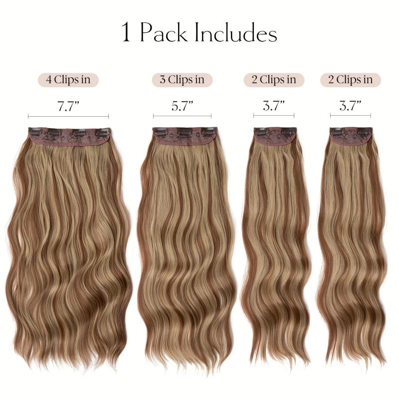 Long Curly Synthetic Hair Extensions 4clips Heat Resistant Fiber