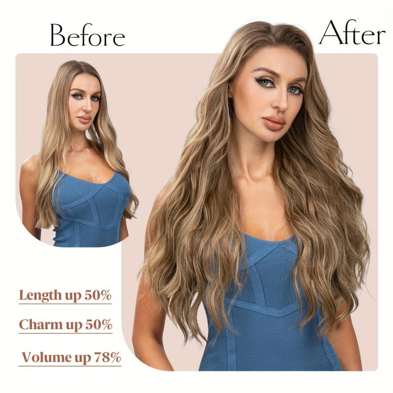 Long Curly Synthetic Hair Extensions 4clips Heat Resistant Fiber