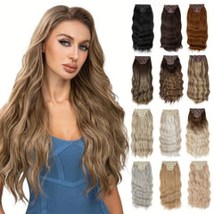 Long Curly Synthetic Hair Extensions 4clips Heat Resistant Fiber