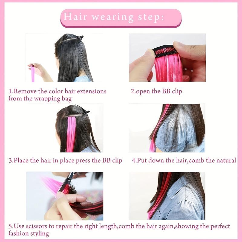 10PCS Clip In Highlight Hair Extensions for Daily Use Party Cosplay Halloween