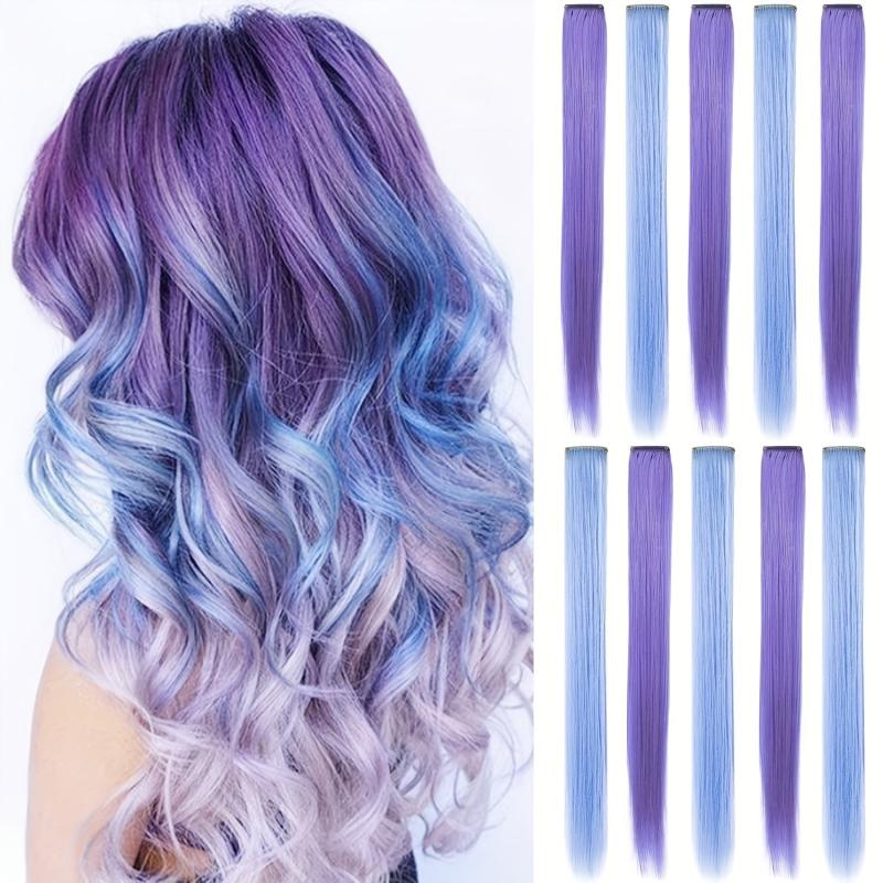 10PCS Clip In Highlight Hair Extensions for Daily Use Party Cosplay Halloween