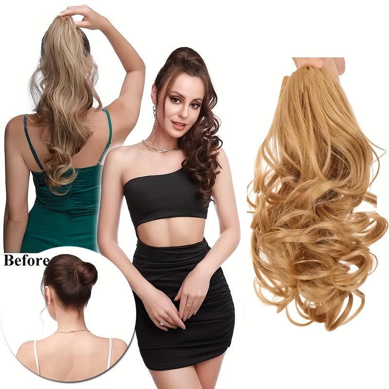 Curly Wavy Ponytail Extensions Synthetic Clip In Hair Natural Look