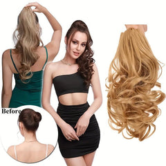 Curly Wavy Ponytail Extensions Synthetic Clip In Hair Natural Look