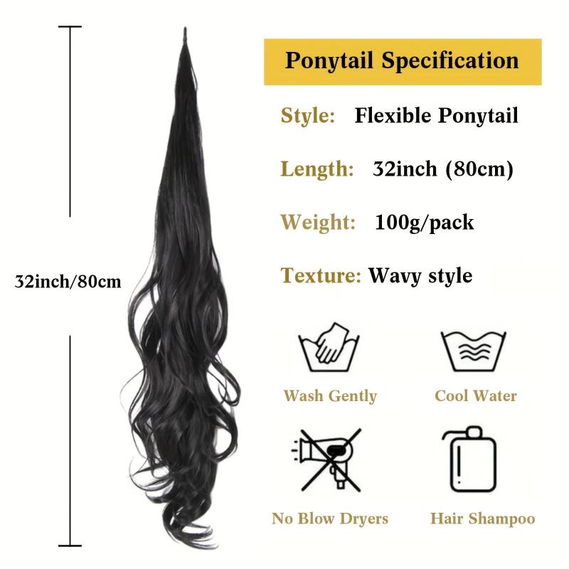Synthetic Wrap Around Ponytail Extension 81cm Long Curly Wave Hair Extensions