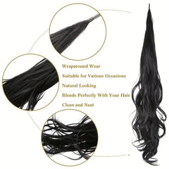 Synthetic Wrap Around Ponytail Extension 81cm Long Curly Wave Hair Extensions
