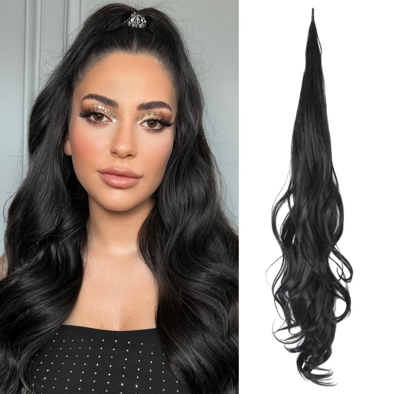 Synthetic Wrap Around Ponytail Extension 81cm Long Curly Wave Hair Extensions