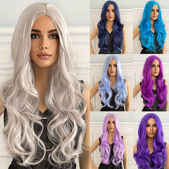 Colorful Long Curly Synthetic Wig for Halloween Cosplay