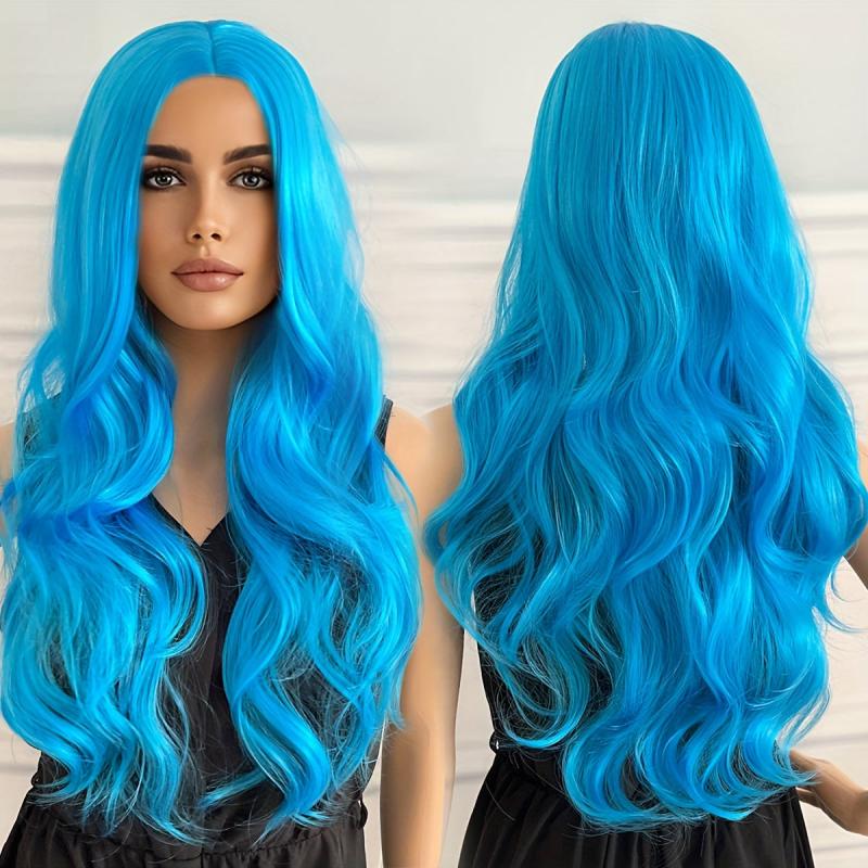 Colorful Long Curly Synthetic Wig for Halloween Cosplay