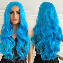 Colorful Long Curly Synthetic Wig for Halloween Cosplay