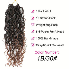 Goddess Locs Braids Crochet Hair Extensions Curly Wave Synthetic Hair 16pcs
