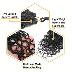Goddess Locs Braids Crochet Hair Extensions Curly Wave Synthetic Hair 16pcs