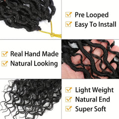 Goddess Locs Braids Crochet Hair Extensions Curly Wave Synthetic Hair 16pcs
