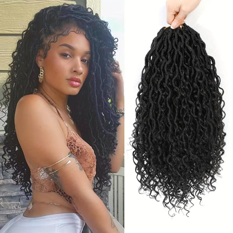 Goddess Locs Braids Crochet Hair Extensions Curly Wave Synthetic Hair 16pcs