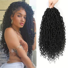 Goddess Locs Braids Crochet Hair Extensions Curly Wave Synthetic Hair 16pcs
