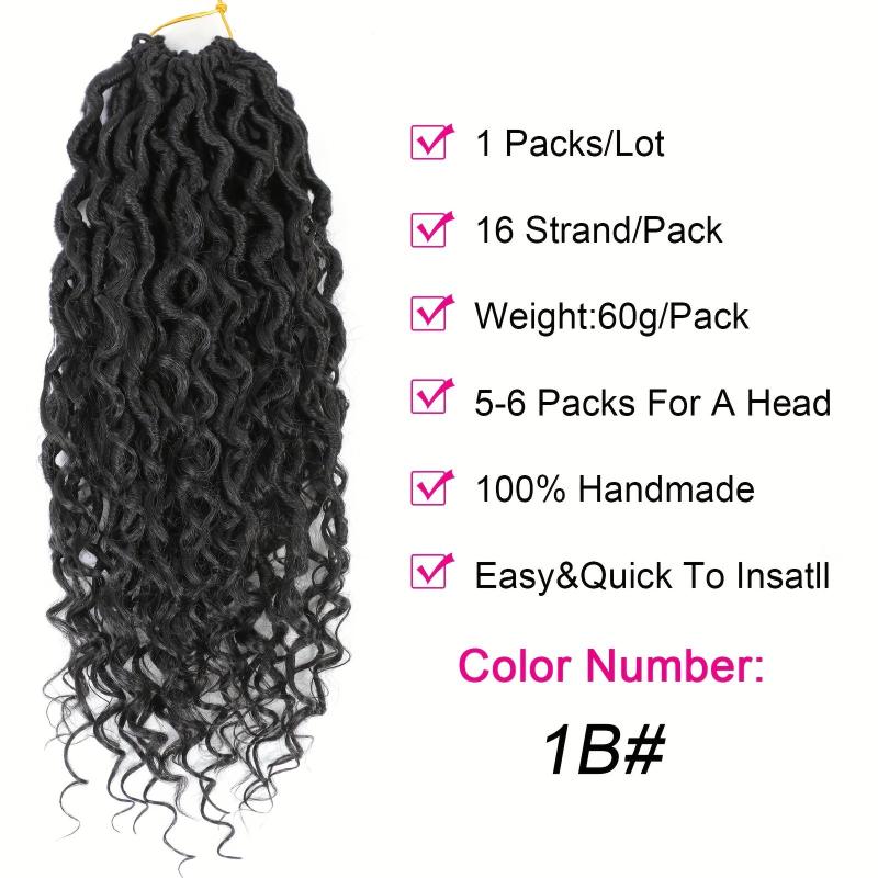 Goddess Locs Braids Crochet Hair Extensions Curly Wave Synthetic Hair 16pcs