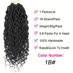 Goddess Locs Braids Crochet Hair Extensions Curly Wave Synthetic Hair 16pcs
