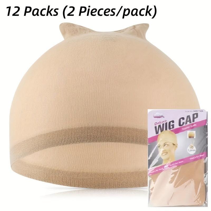 24 Pcs Stretchy Nylon Wig Caps for Women Lace Front Wig